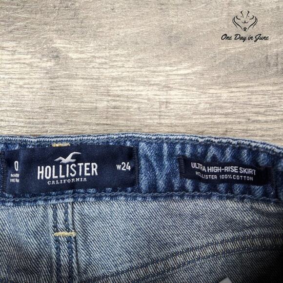 Hollister Ultra High Rise Denim Skirt Size 0 - Picture 2 of 5